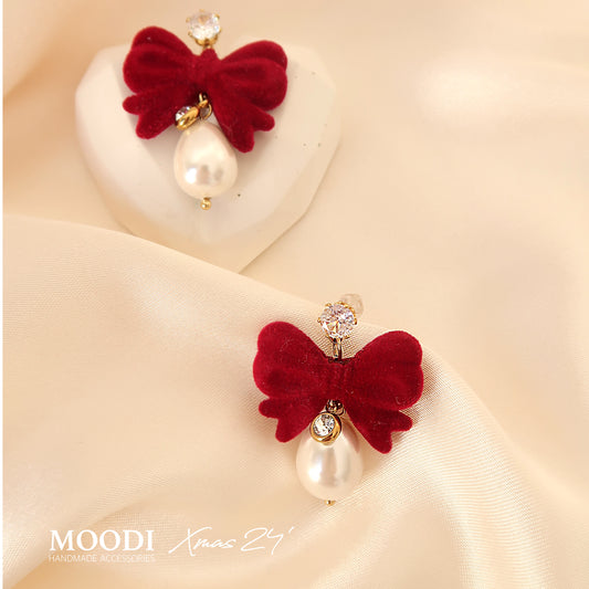 Earrings "Rebecca red ribbon"