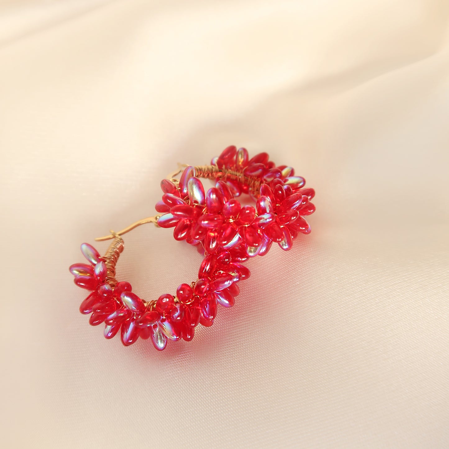 Hoops Earrings "Red" Shine