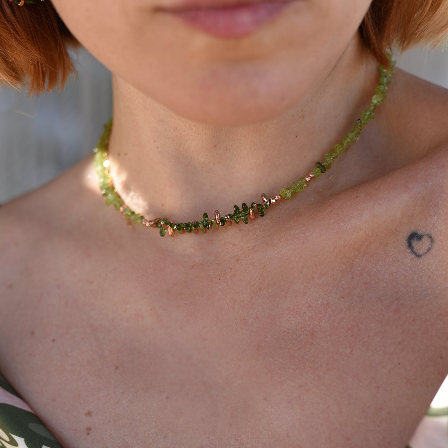 Necklace "Forest" with Prenite stones