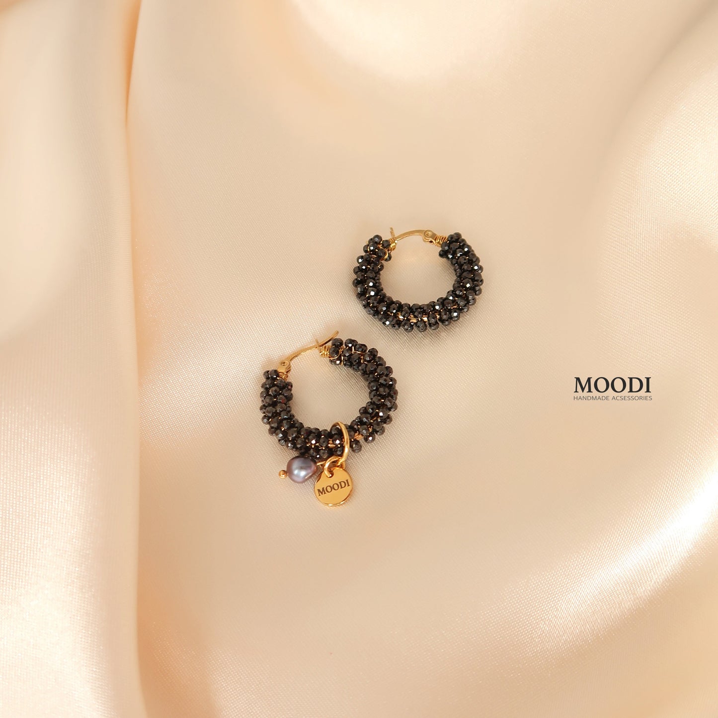 Earrings Hoop Black Night / Swarovski