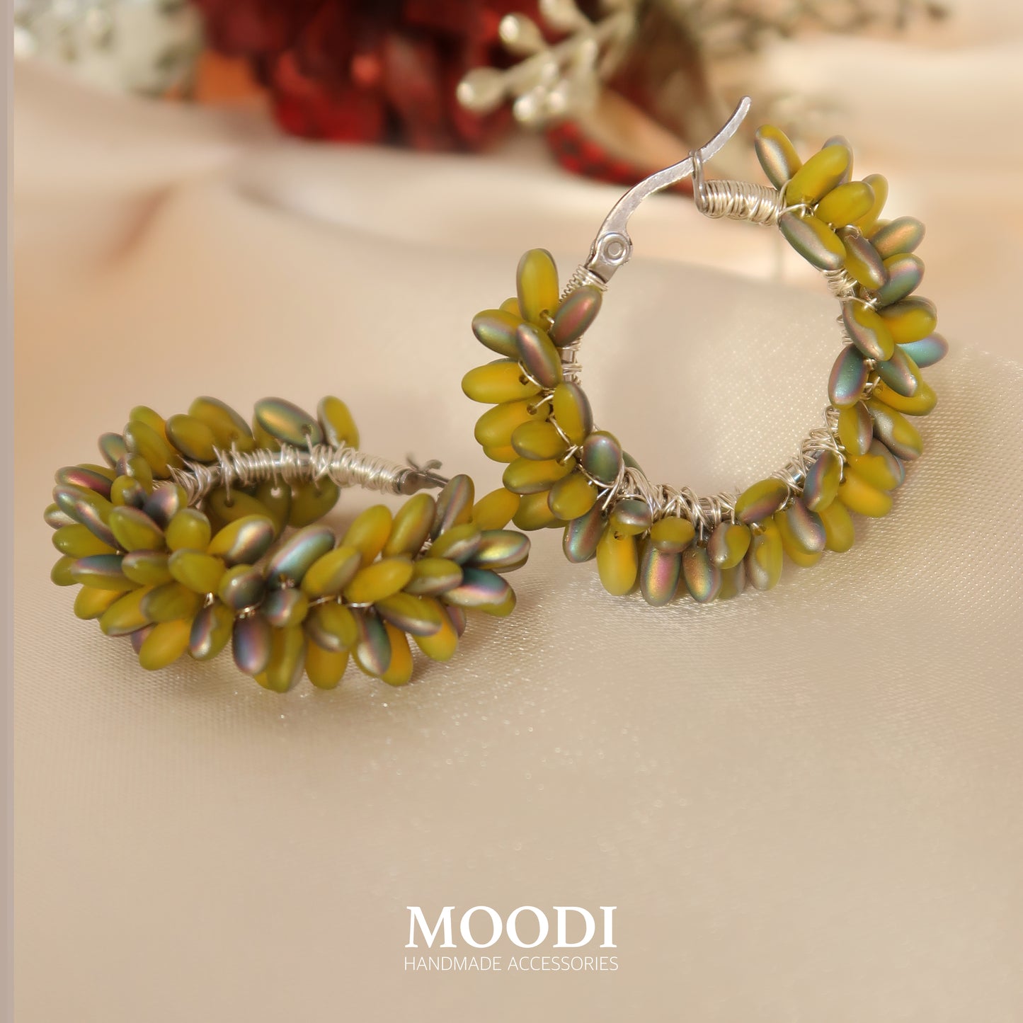 Hoop earrings special "Pistachio Matt"