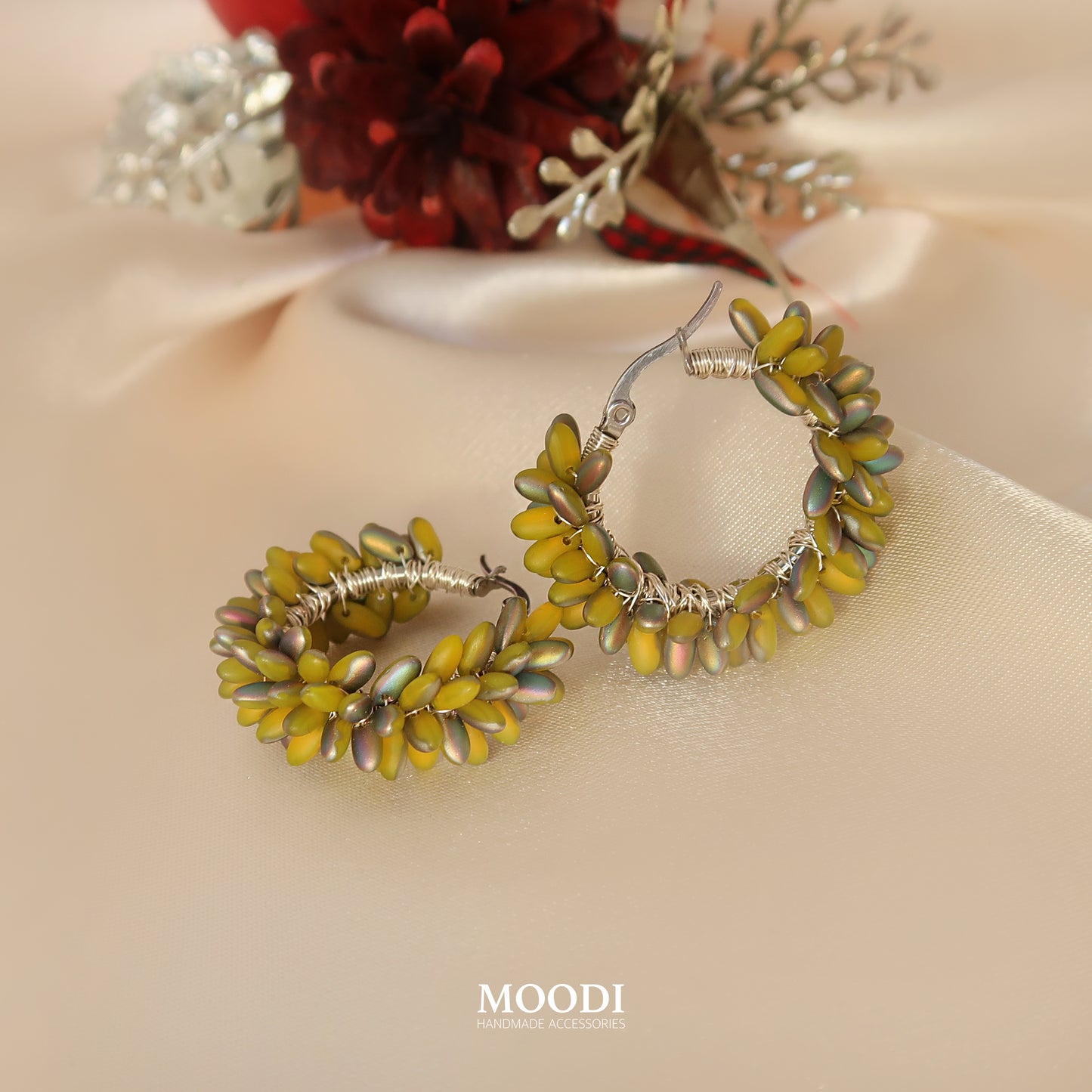 Hoop earrings special "Pistachio Matt"