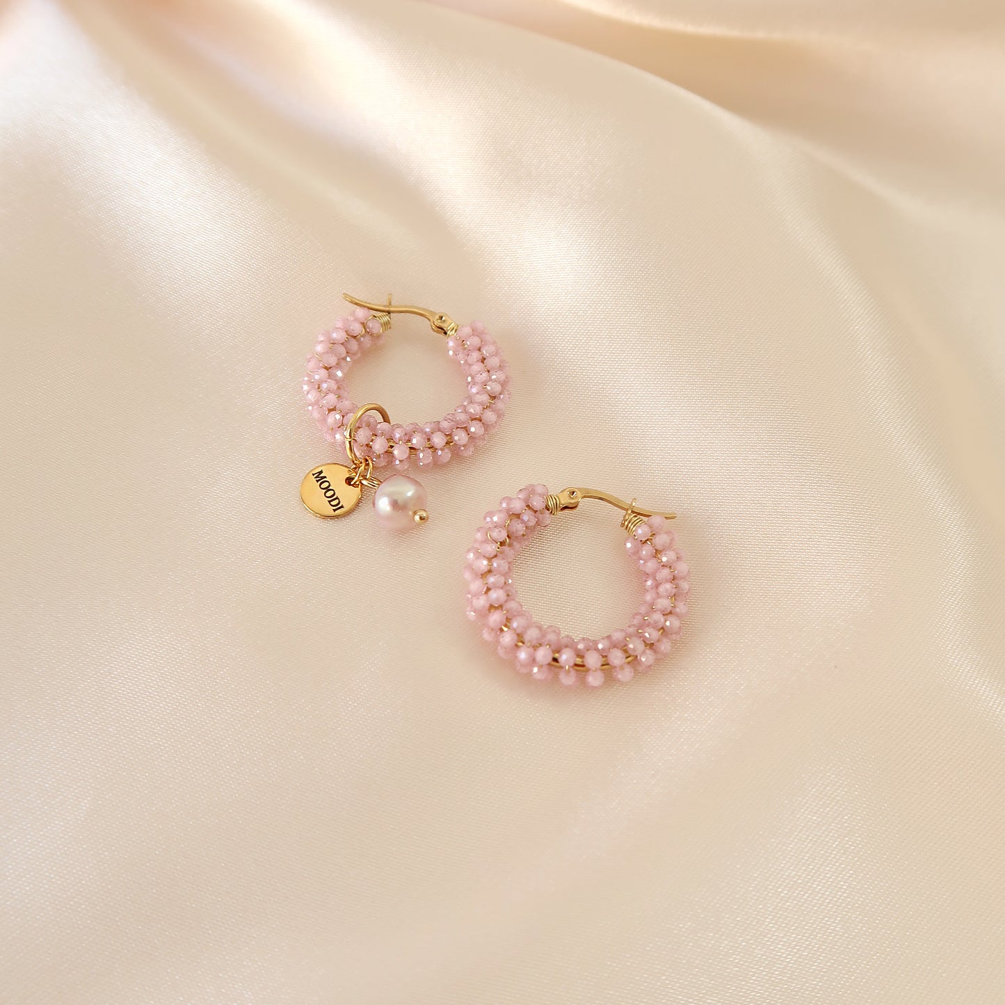 Earrings Hoop Pink / Swarovski