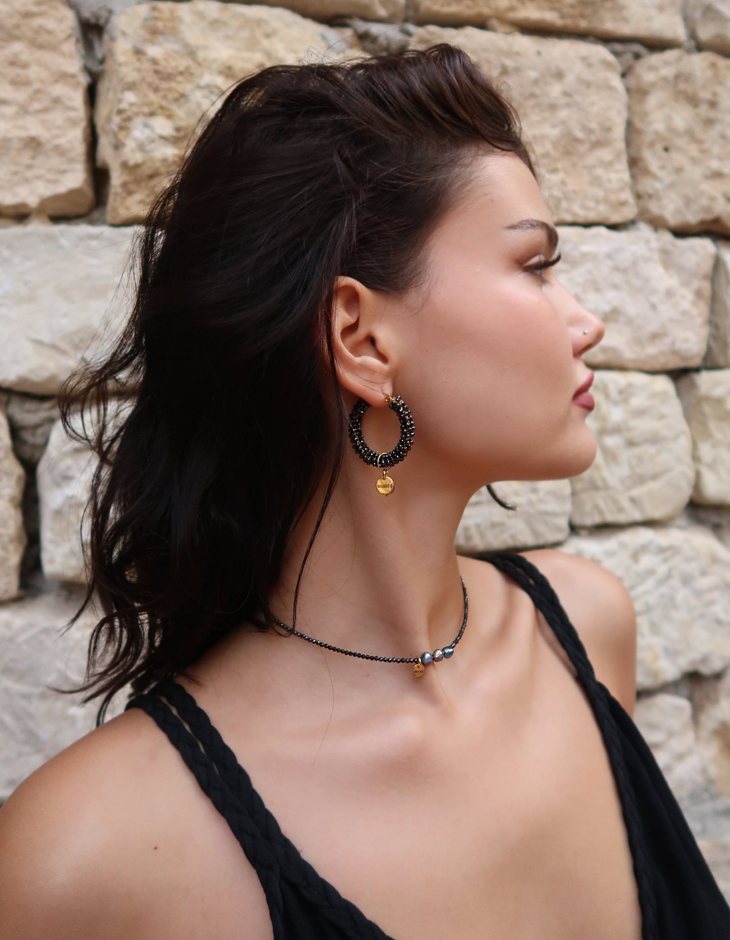 Earrings Hoop Black Night / Swarovski