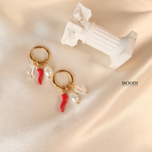 Earrings "Hot Chili Shine" (3 in 1)