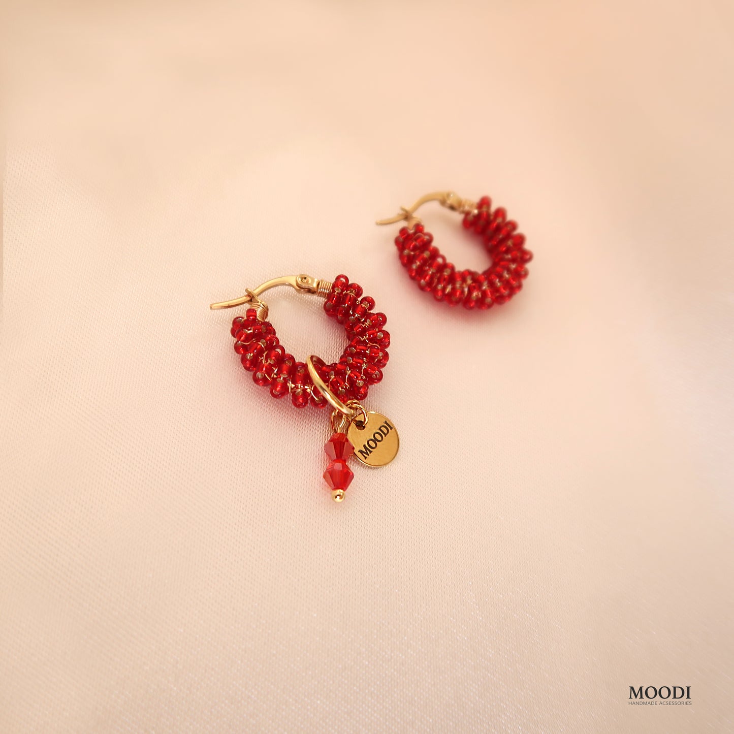 Hoop Earrings Fiery red