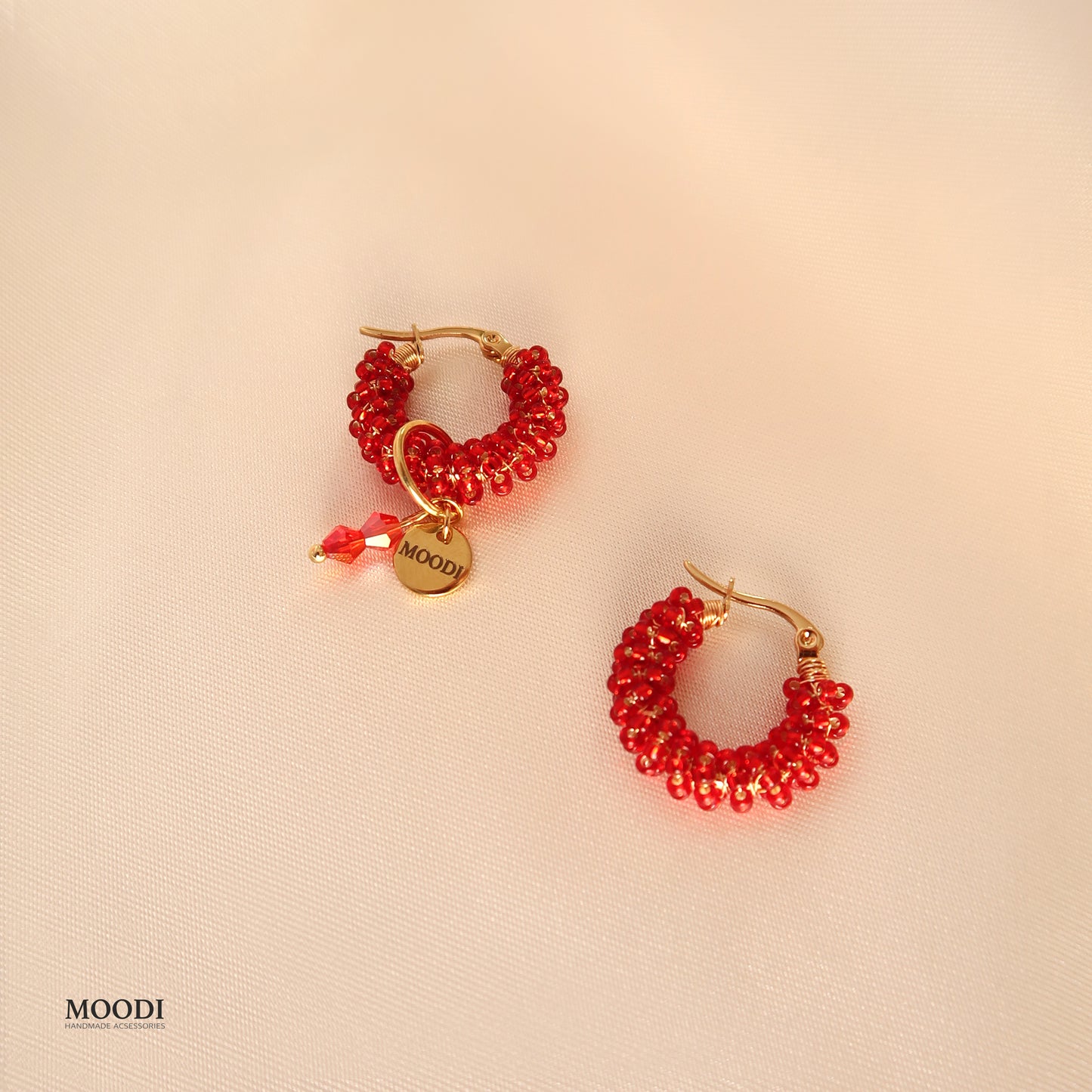 Hoop Earrings Fiery red