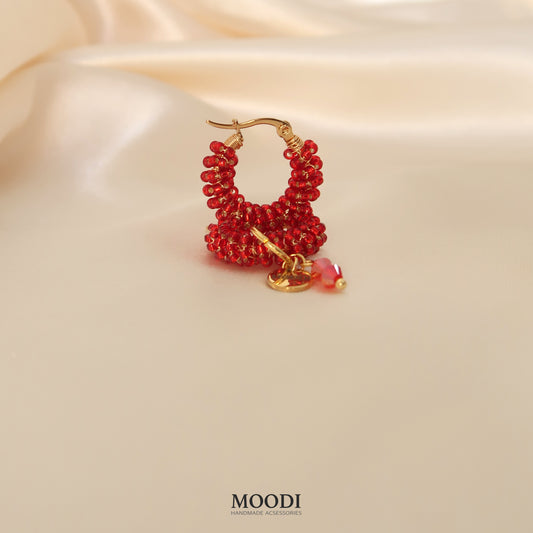 Hoop Earrings Fiery red