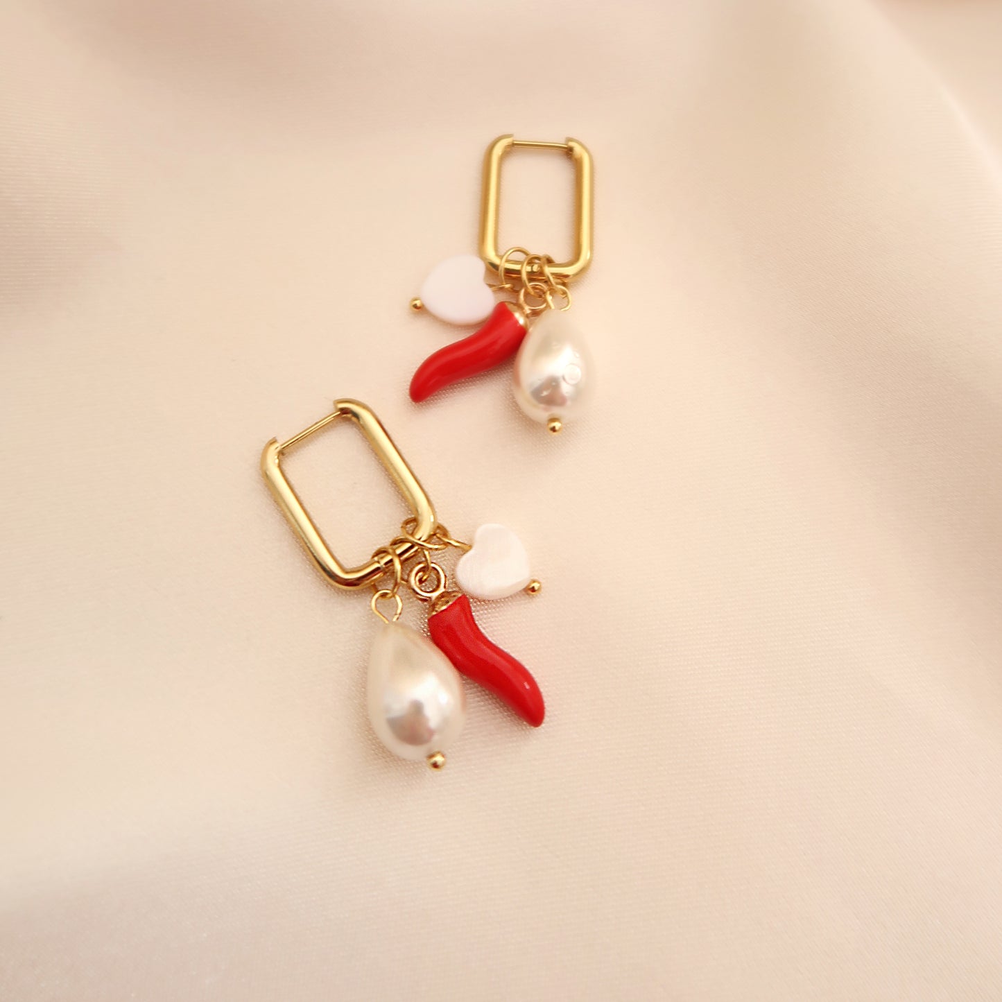 Earrings "Hot Chili" Heart ( 3 in 1 )