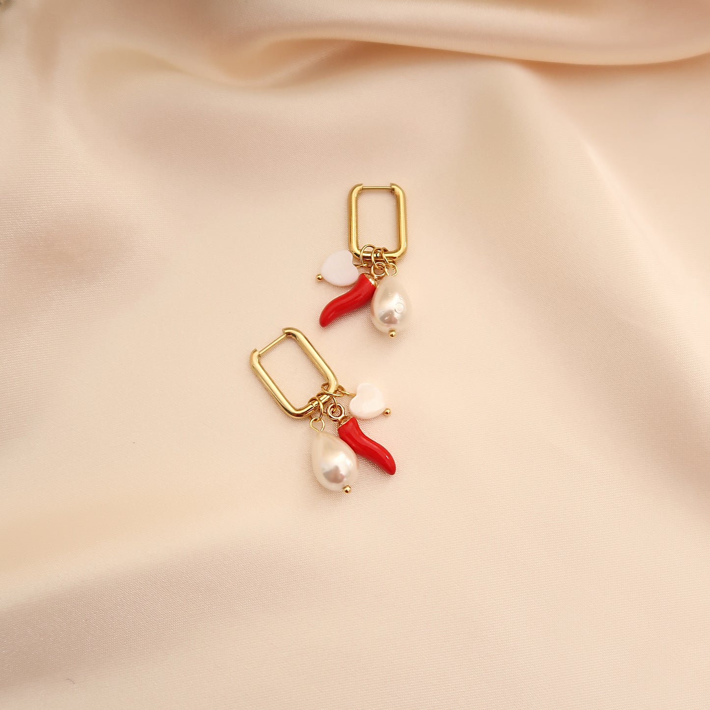 Earrings "Hot Chili" Heart ( 3 in 1 )