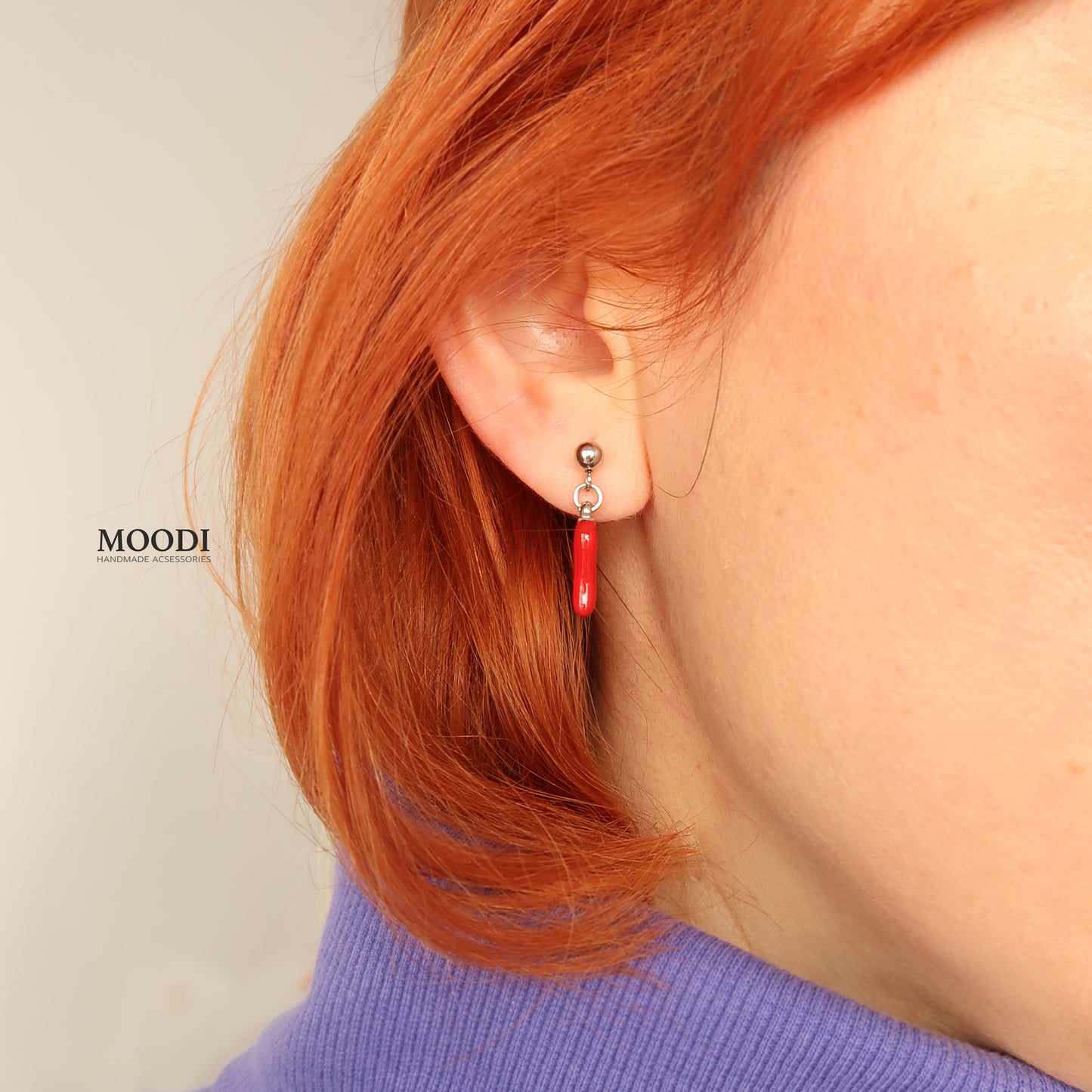 "Hot Chili" Pin Earrings