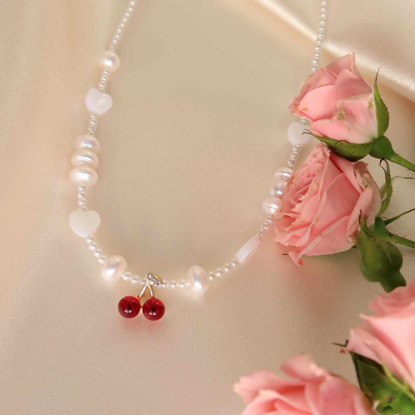 Necklace "Cherry Heart"