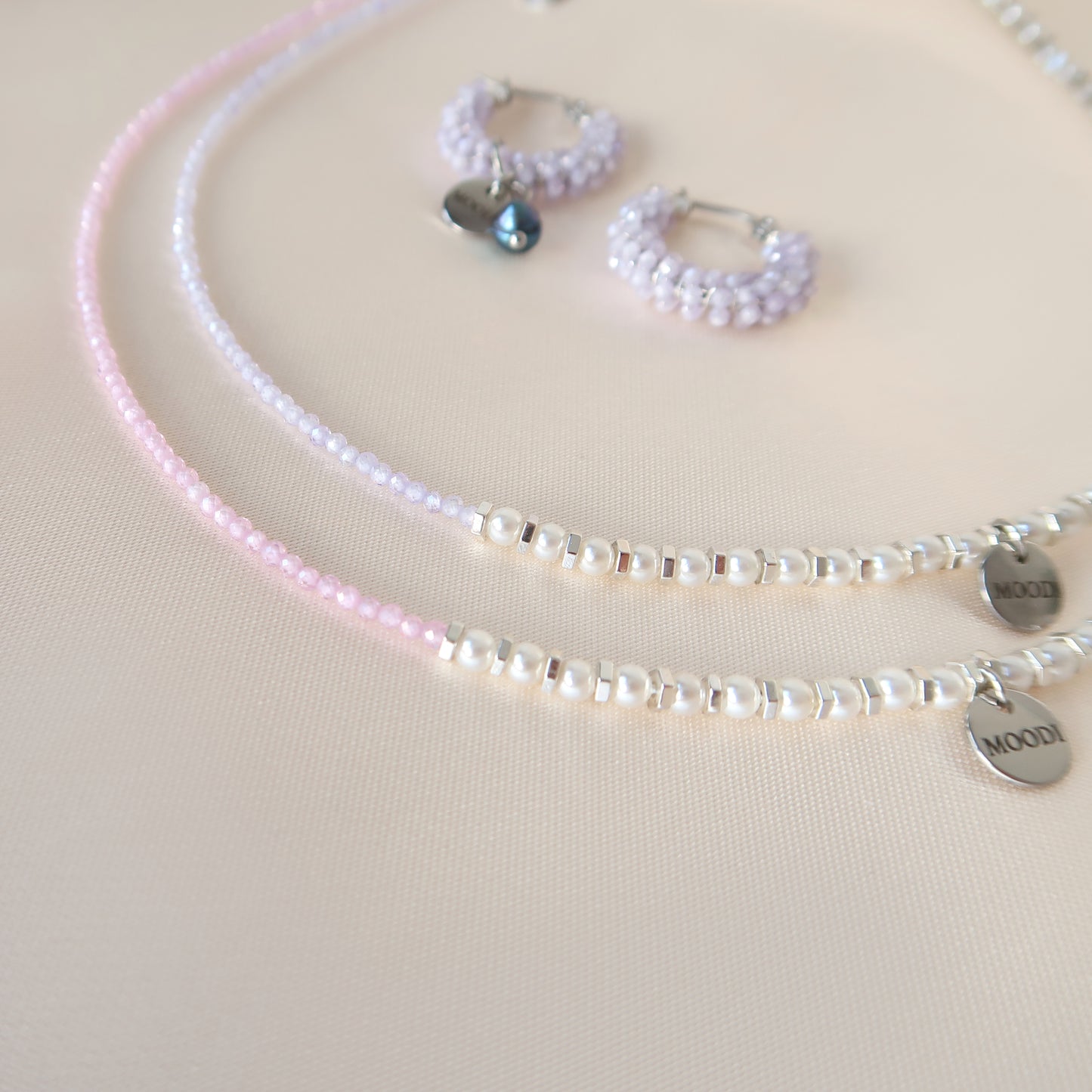 Necklace Pearls and Swarovski stones