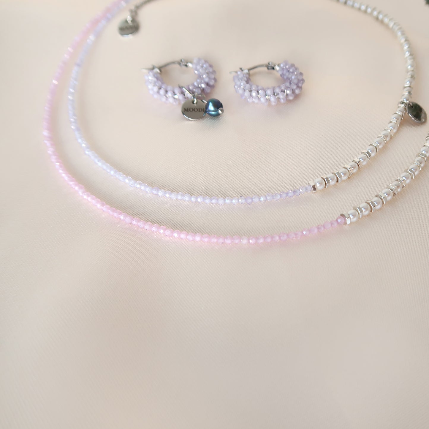 Necklace Pearls and Swarovski stones