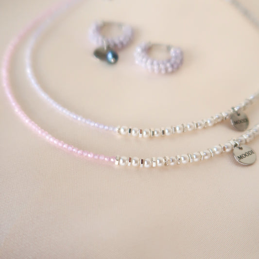 Necklace Pearls and Swarovski stones