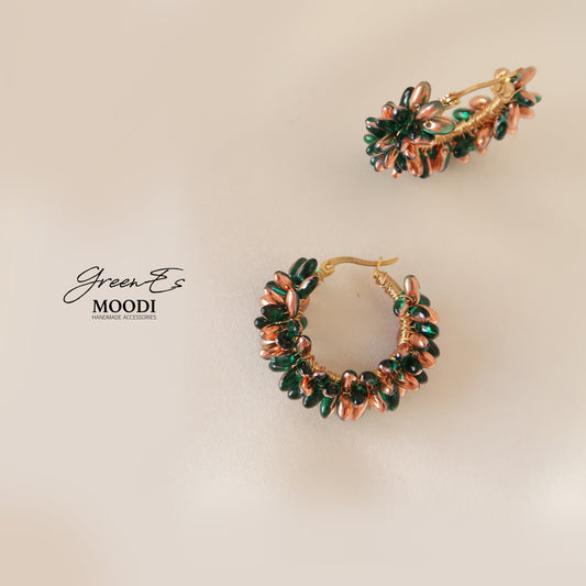 Hoops Special Earrings "Green Es"