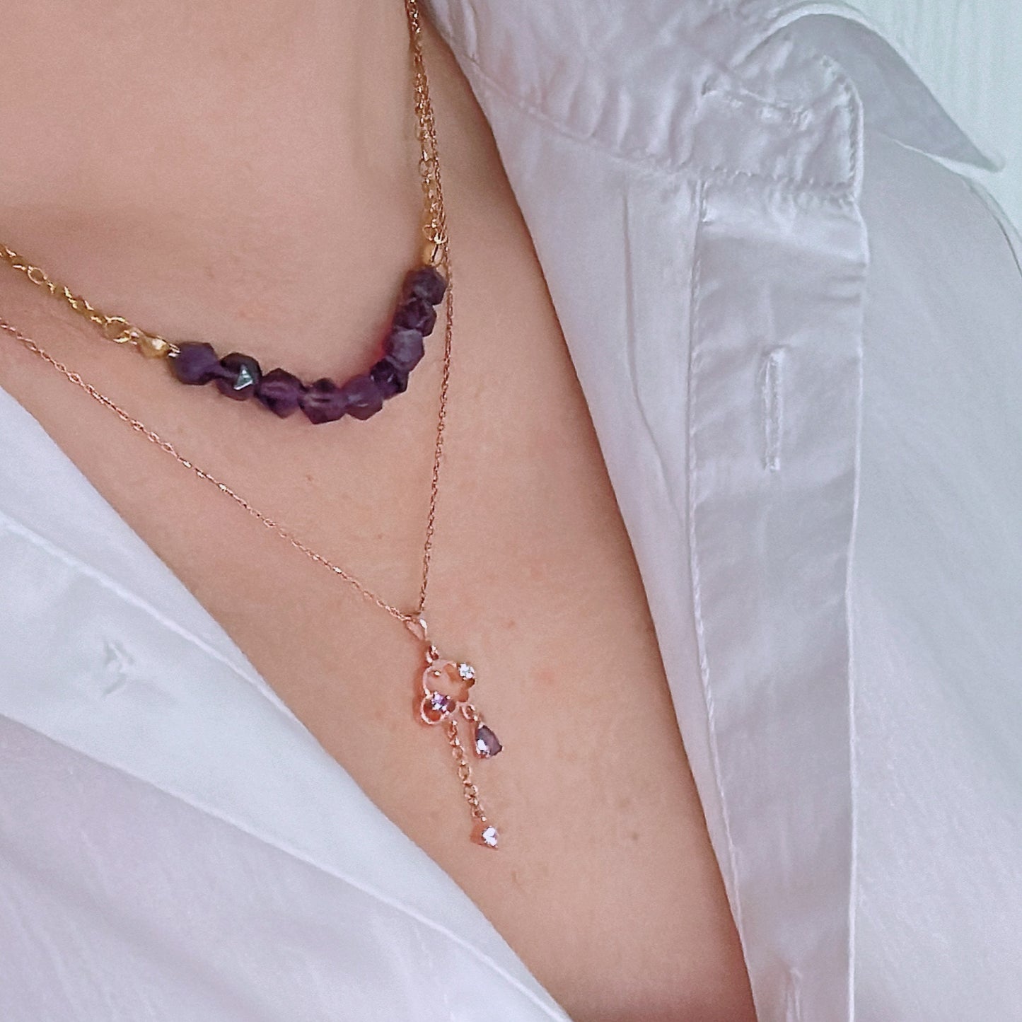 Clouds Rose-Gold Amethyst Set