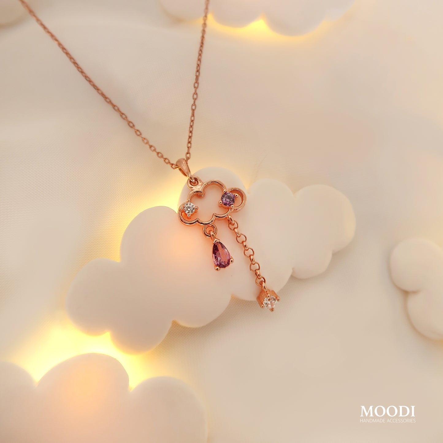 Necklace Clouds Rose-Gold Amethyst