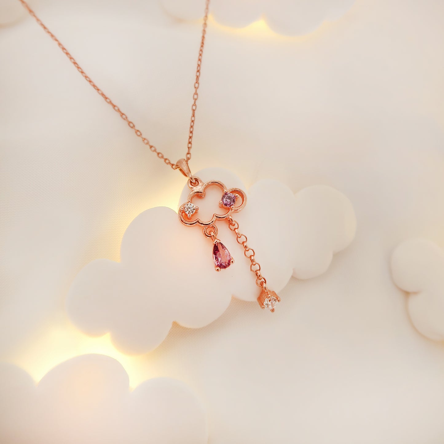 Necklace Clouds Rose-Gold Amethyst