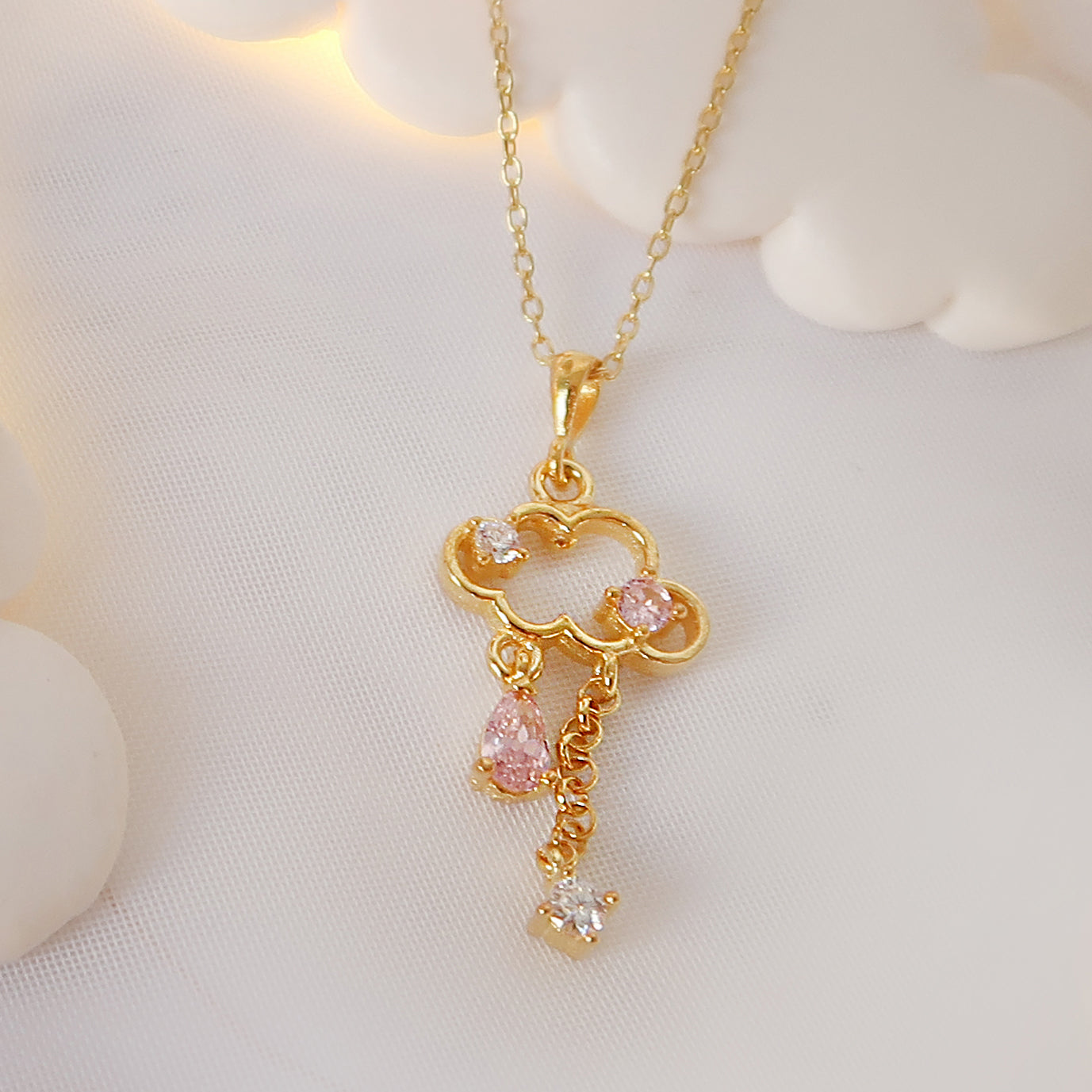 Колие Clouds Gold Quartz