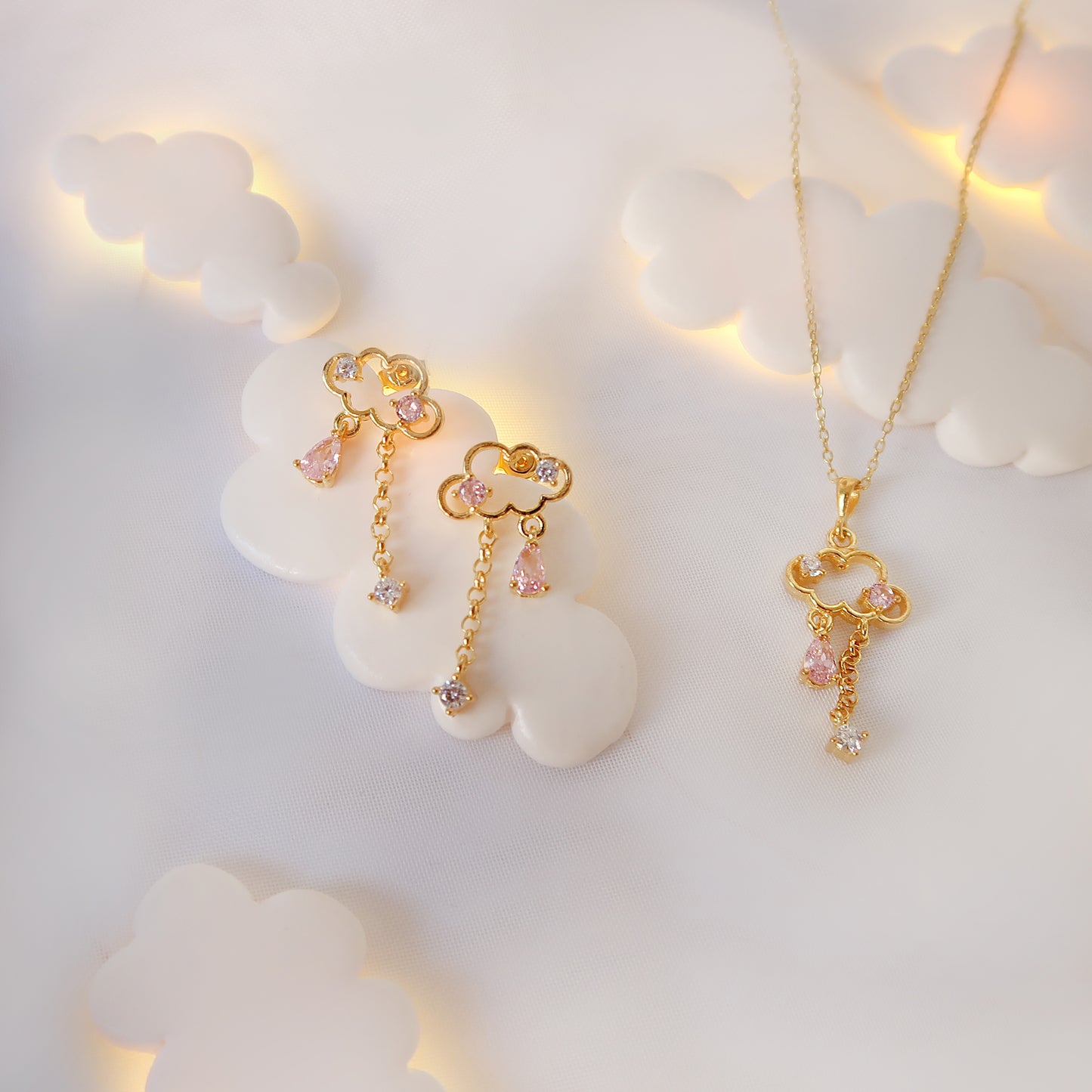 Clouds Gold Quartz Earrings