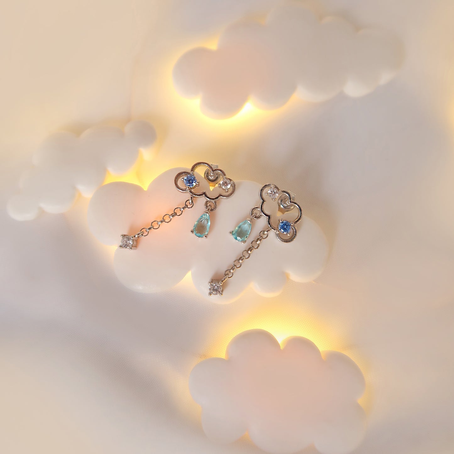 Clouds Aquamarine Earrings