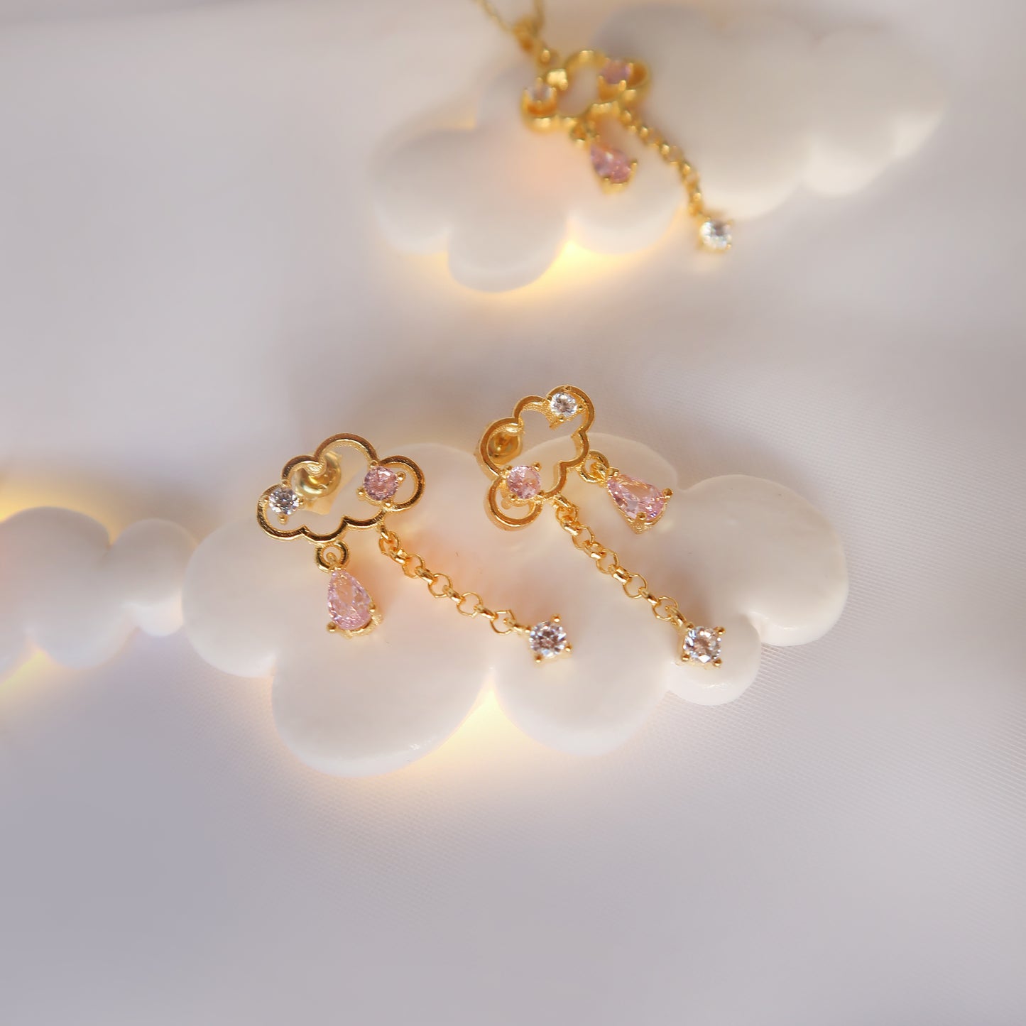 Clouds Gold Quartz Earrings